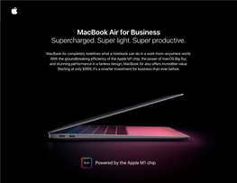 Macbook Air for Business Supercharged. Super Light. Super Productive
