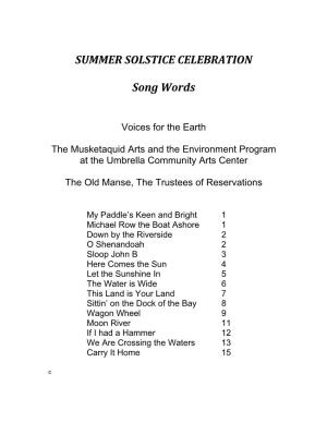 Summer Solstice Song Book