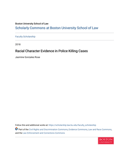 Racial Character Evidence in Police Killing Cases