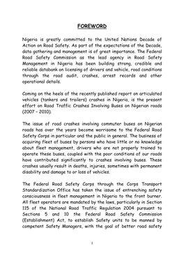 A Report on Crashes Involving Buses in Nigeria, 2007 – 2010 (RTC)