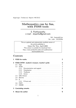 Mathematics Can Be Fun, with FOSS Tools