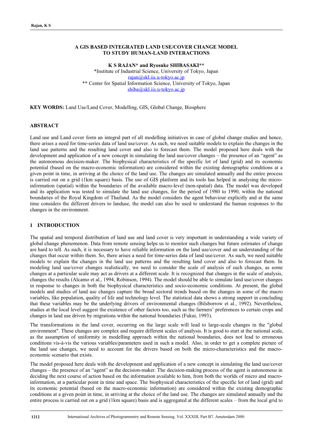 A Gis Based Integrated Land Use/Cover Change Model to Study Human-Land ...