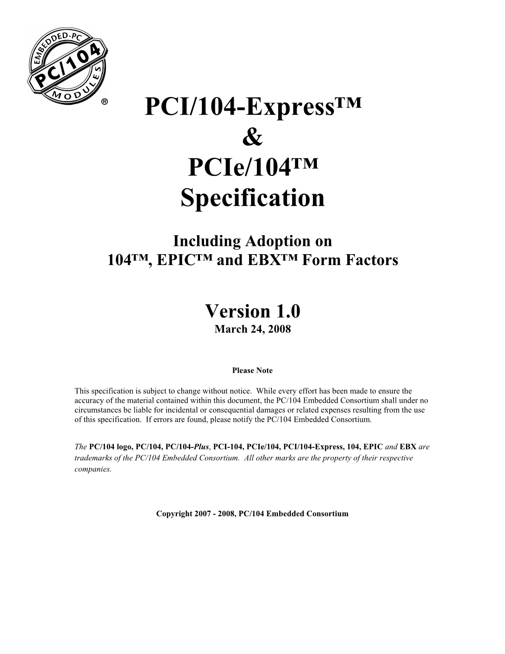 PCI/104-Express™ & Pcie/104™ Specification