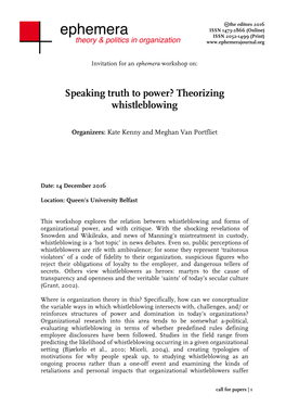 Speaking Truth to Power? Theorizing Whistleblowing