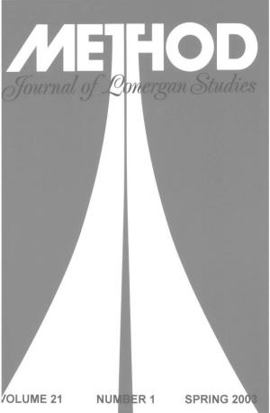 Journal of Lonergan Studies, Vol. 21, No. 1