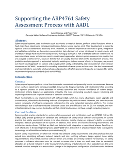 Supporting the ARP4761 Safety Assessment Process with AADL