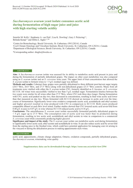 Saccharomyces Uvarum Yeast Isolate Consumes Acetic Acid During Fermentation of High Sugar Juice and Juice with High Starting Volatile Acidity