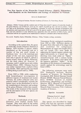 Darevsky I.S. 1992. Two New Species of the Worm-Like Lizard Dibamus