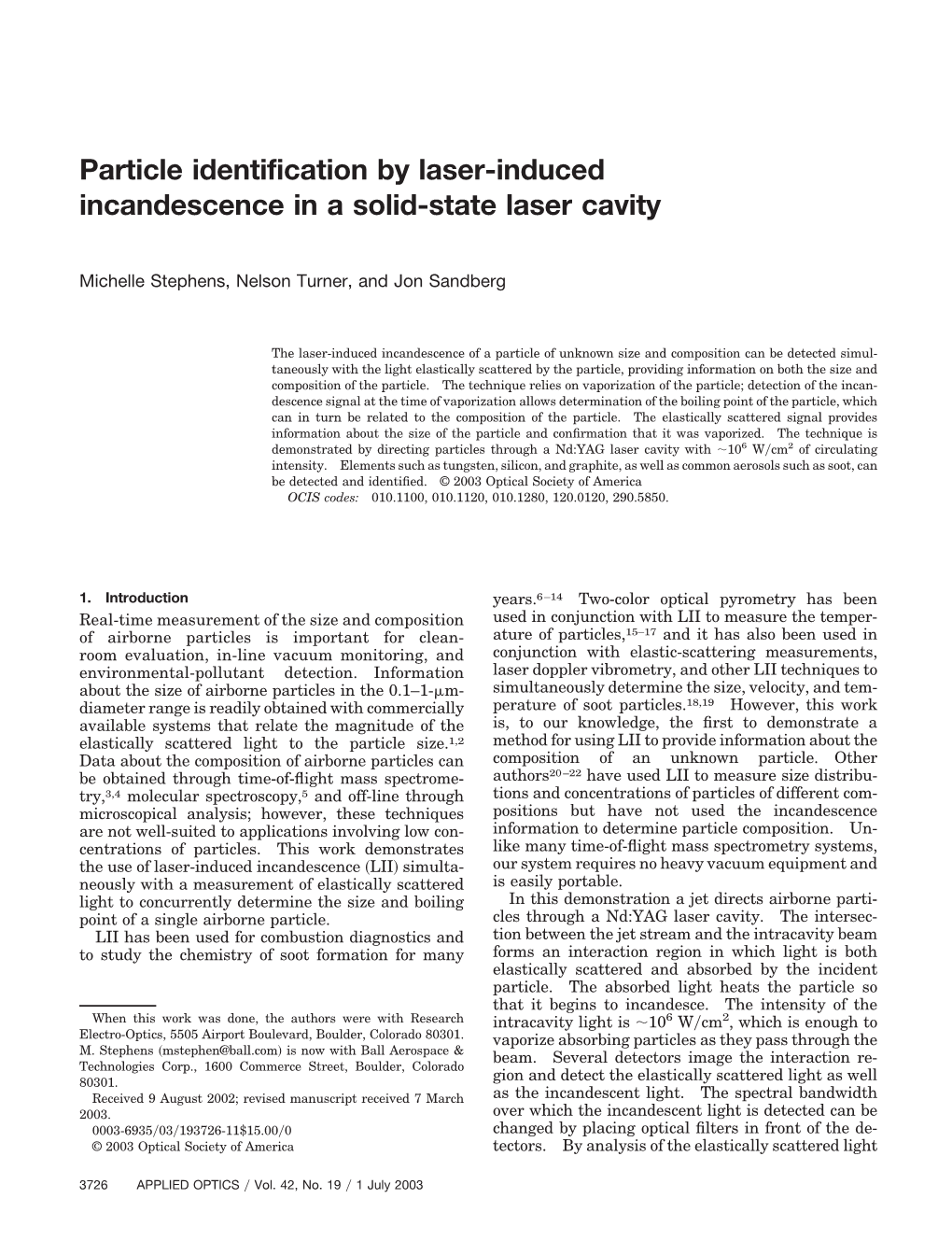 Particle Identification by Laser-Induced Incandescence in a Solid-State Laser Cavity