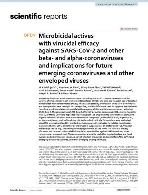 Microbicidal Actives with Virucidal Efficacy Against SARS-Cov