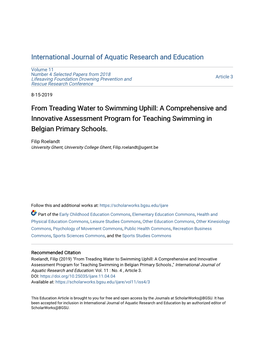 From Treading Water to Swimming Uphill: a Comprehensive and Innovative Assessment Program for Teaching Swimming in Belgian Primary Schools