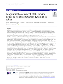 Longitudinal Assessment of the Bovine Ocular Bacterial Community Dynamics in Calves Alison C
