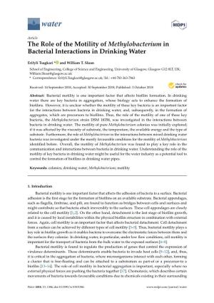 The Role of the Motility of Methylobacterium in Bacterial Interactions in Drinking Water