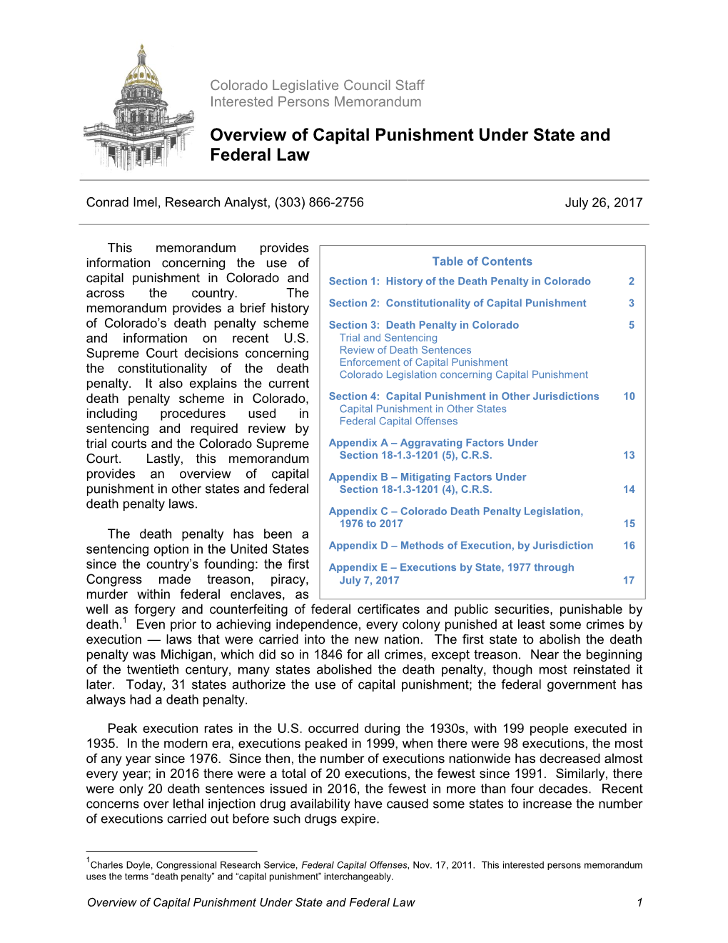 Overview of Capital Punishment Under State and Federal Law