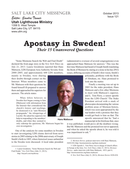 121 Salt Lake City Messenger, Apostasy in Sweden!