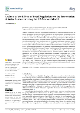 Analysis of the Effects of Local Regulations on the Preservation of Water Resources Using the CA-Markov Model
