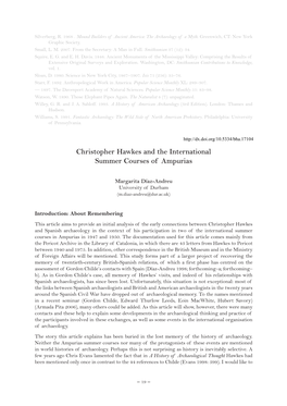 Christopher Hawkes and the International Summer Courses of Ampurias