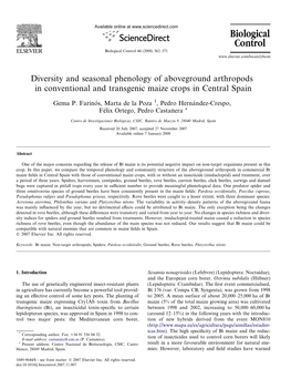 Diversity and Seasonal Phenology of Aboveground Arthropods in Conventional and Transgenic Maize Crops in Central Spain