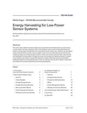 Energy Harvesting for Low-Power Sensor Systems