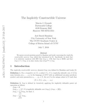 The Implicitly Constructible Universe