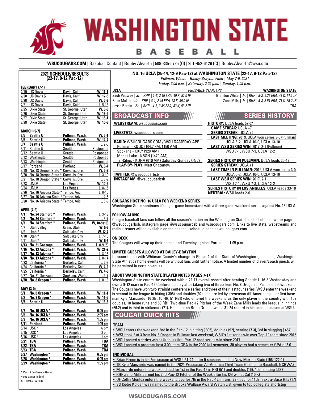 WASHINGTON STATE (22-17, 9-12 Pac-12) (22-17, 9-12 Pac-12) Pullman, Wash