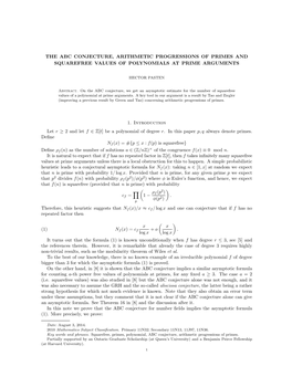 The Abc Conjecture, Arithmetic Progressions of Primes and Squarefree Values of Polynomials at Prime Arguments