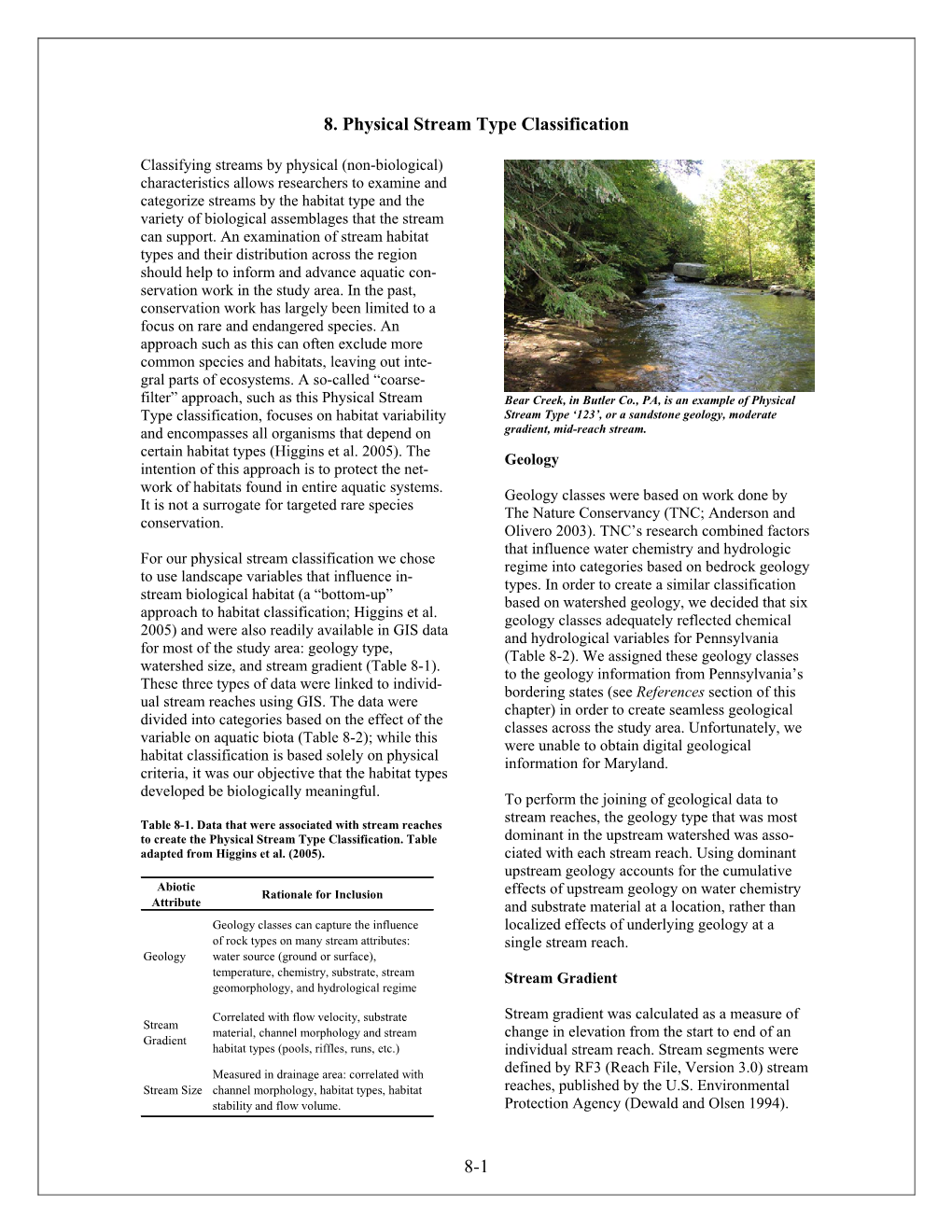 Physical Stream Types (Table 8-4)