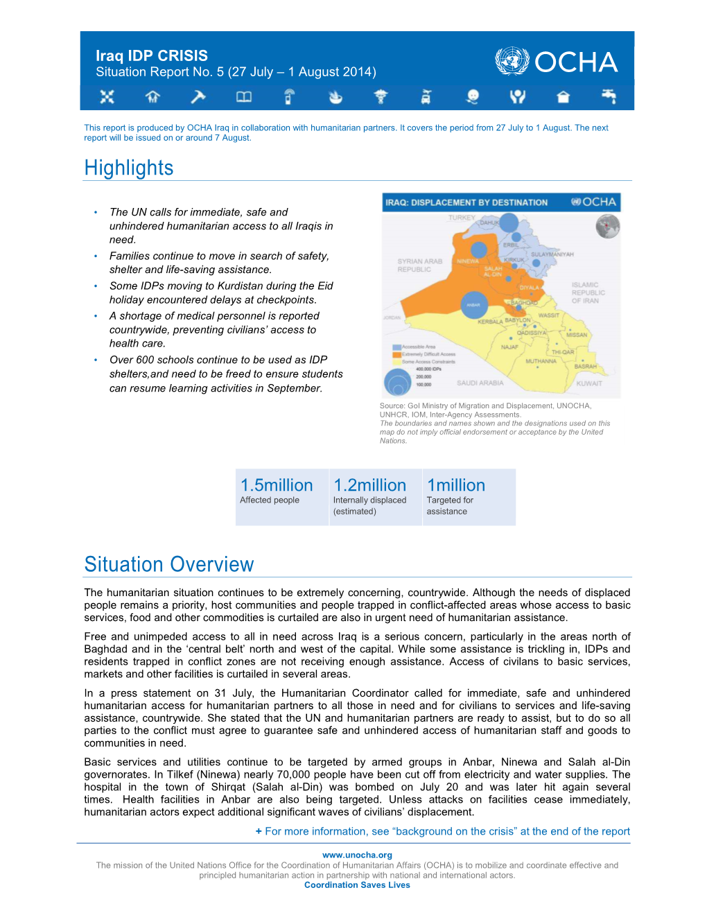 Iraq IDP CRISIS Situation Report No