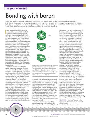 Bonding with Boron Long Ago, a Global Search for Borane Superfuels Led Fortuitously to the Discovery of Carboranes