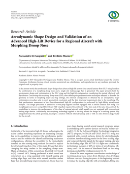 Research Article Aerodynamic Shape Design and Validation of an Advanced High-Lift Device for a Regional Aircraft with Morphing Droop Nose