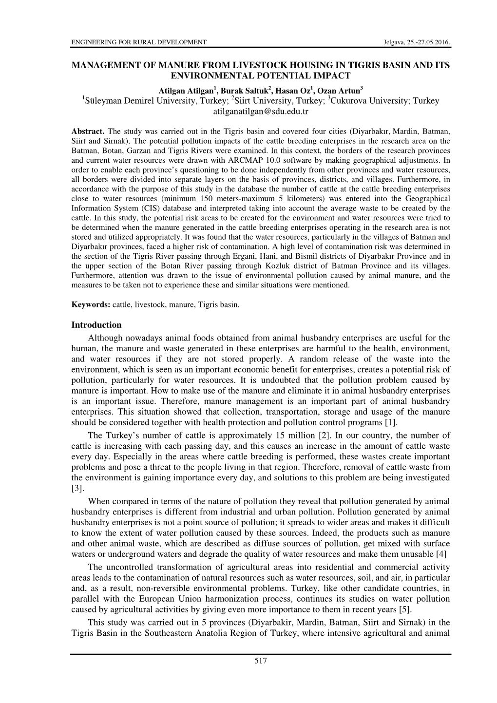 Management of Manure from Livestock Housing in Tigris