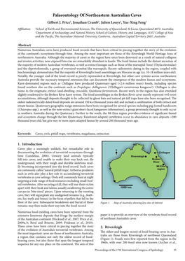 Palaeontology of Northeastern Australian Caves Gilbert J