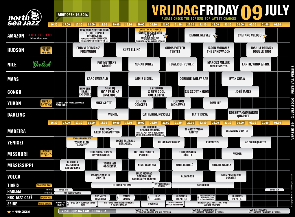 Timetables 2010 Versie 19 FESTIVAL VERSIE