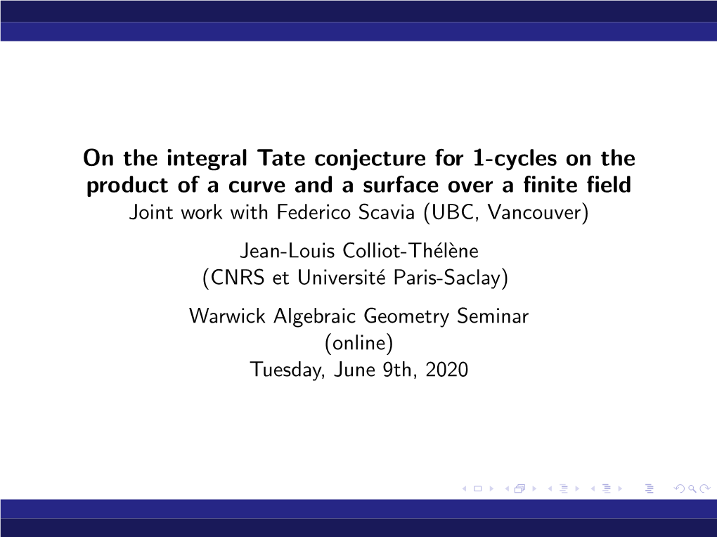 On the Integral Tate Conjecture for 1-Cycles on the Product of a Curve