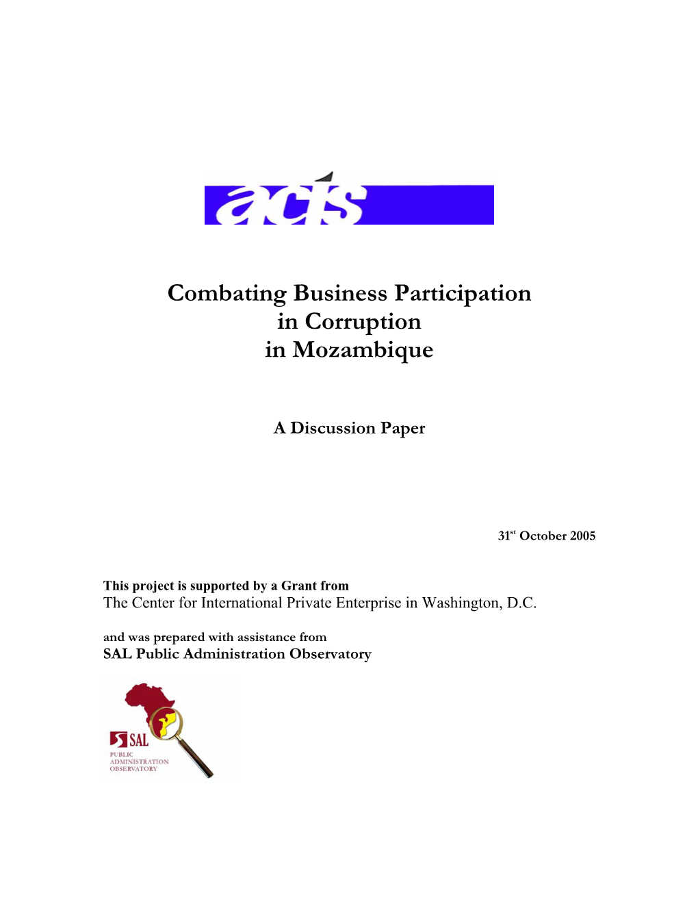 Combating Business Participation in Corruption in Mozambique