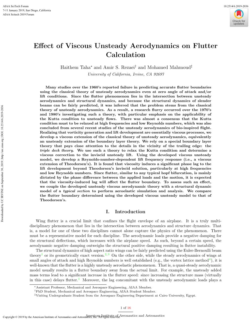 Effect of Viscous Unsteady Aerodynamics on Flutter Calculation