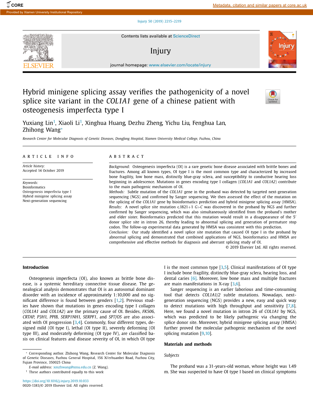 Hybrid Minigene Splicing Assay Verifies the Pathogenicity of a Novel