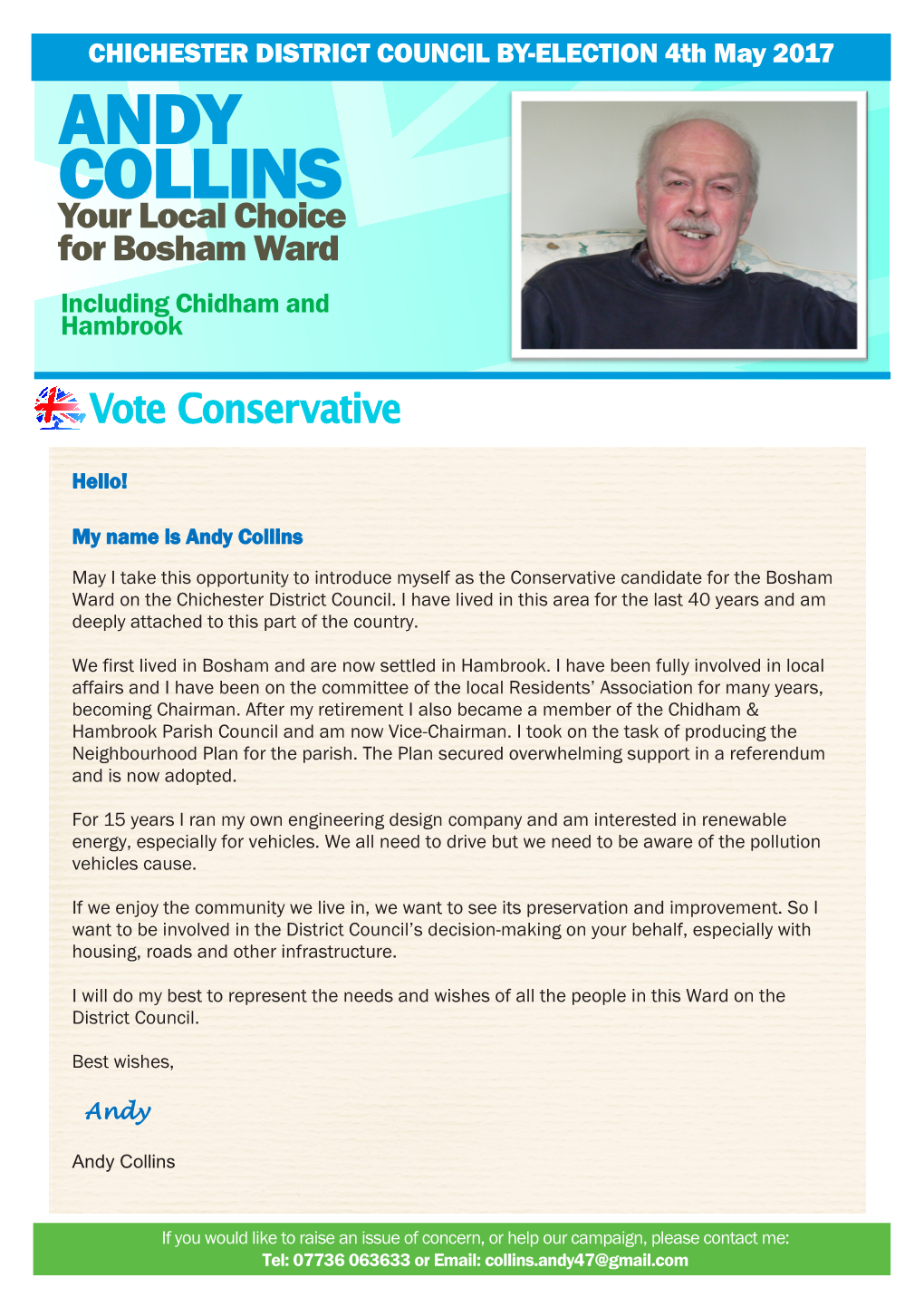 ANDY COLLINS Your Local Choice for Bosham Ward