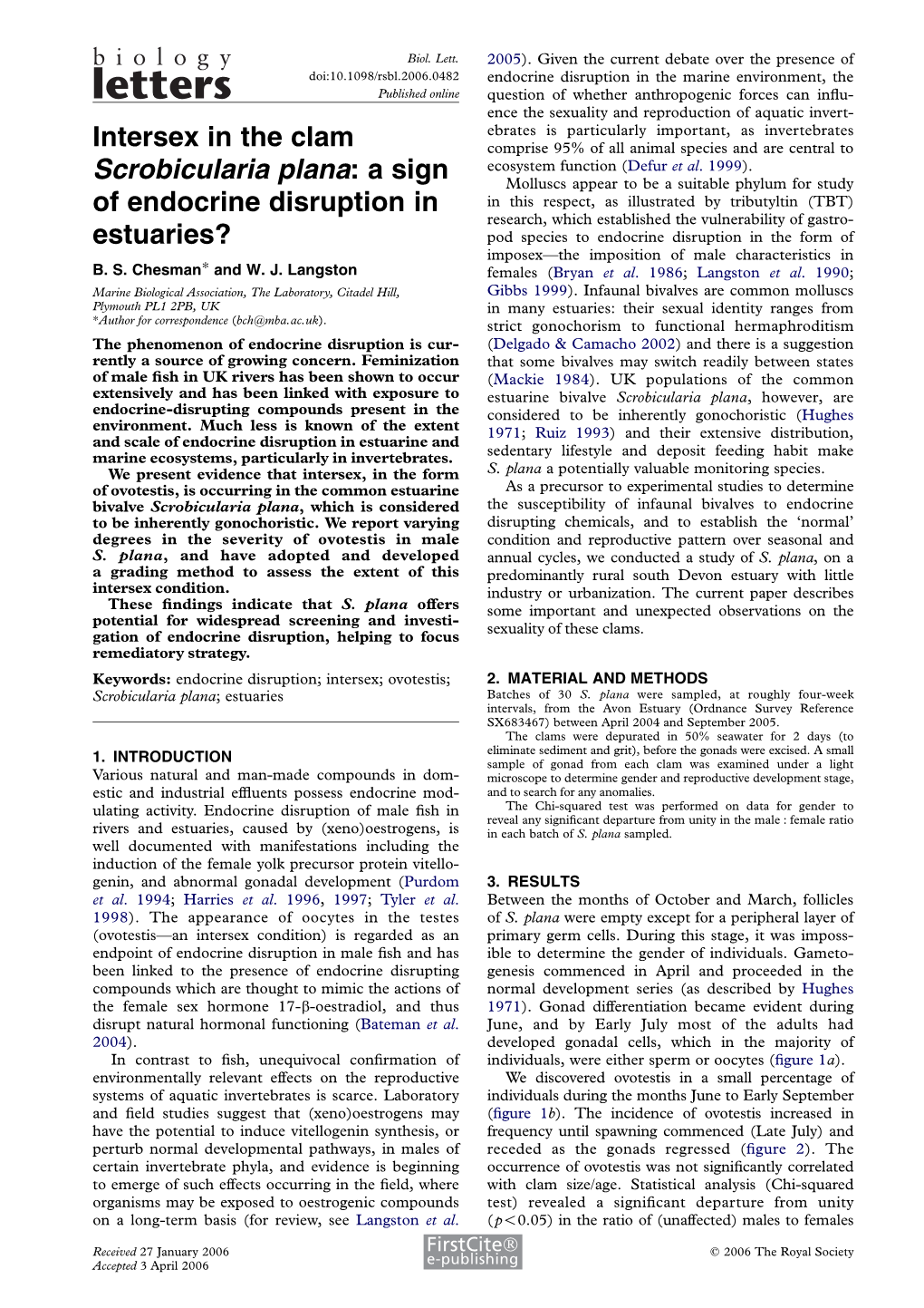 Intersex in the Clam Scrobicularia Plana