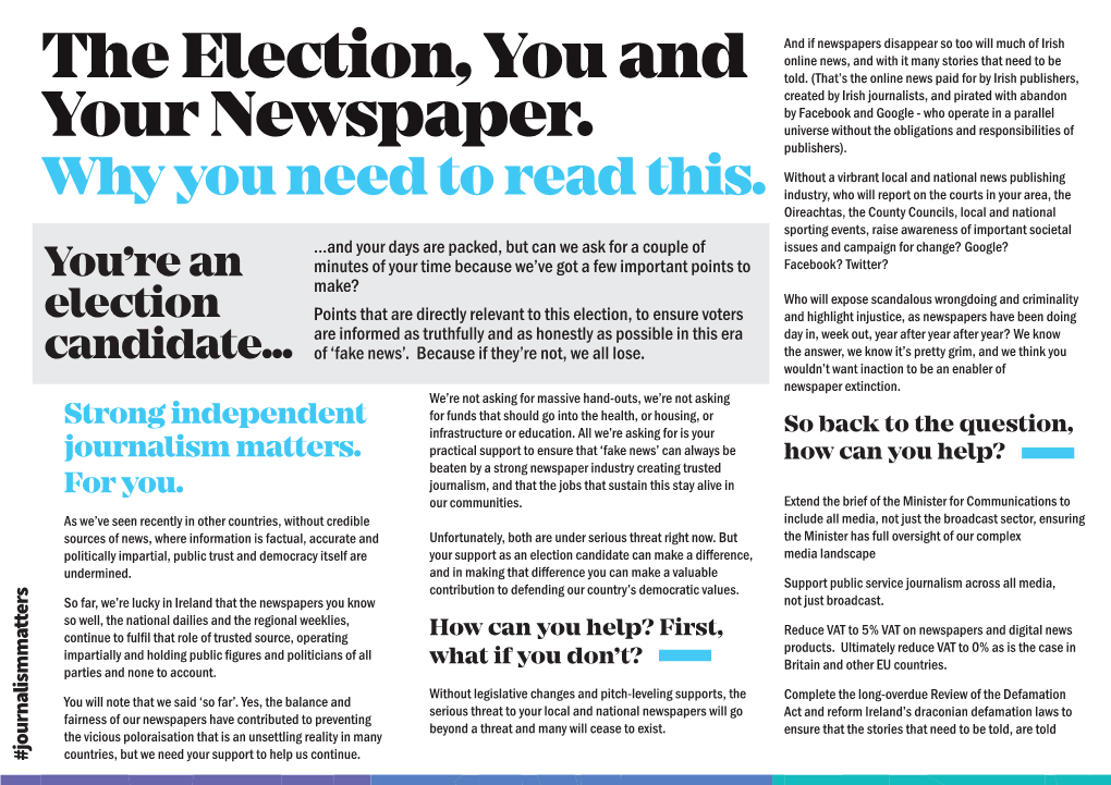 The Election, You and Your Newspaper