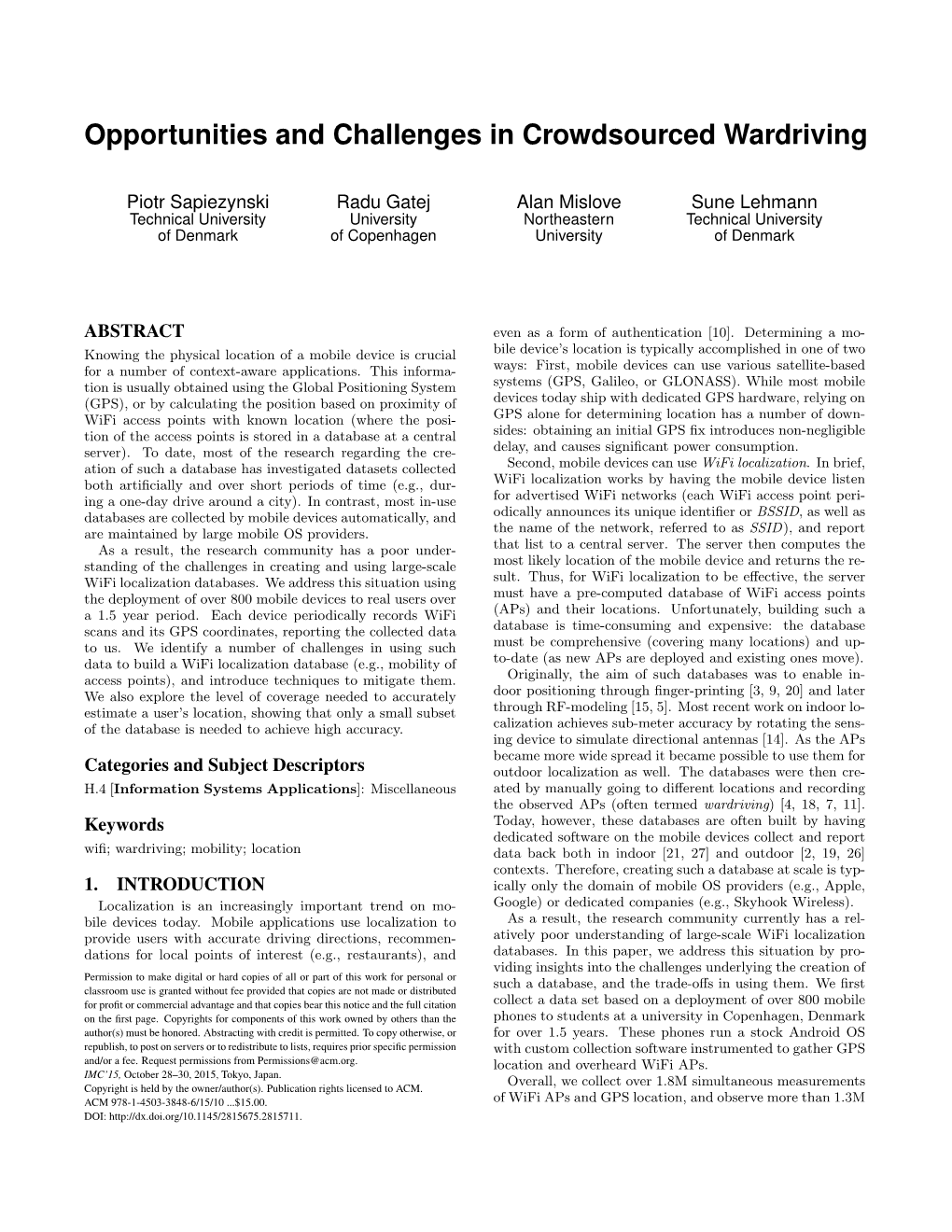 Opportunities and Challenges in Crowdsourced Wardriving