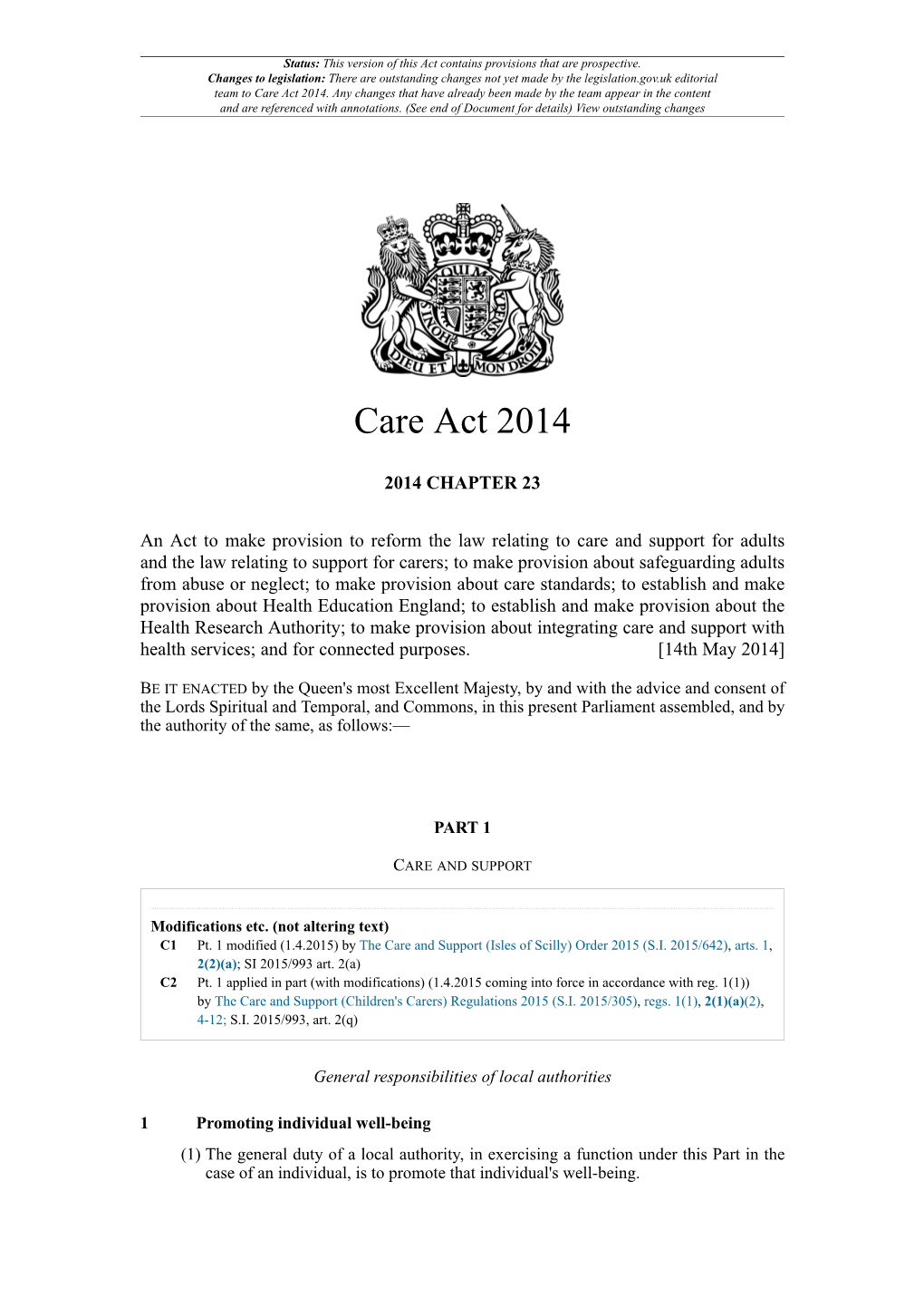 Care Act 2014