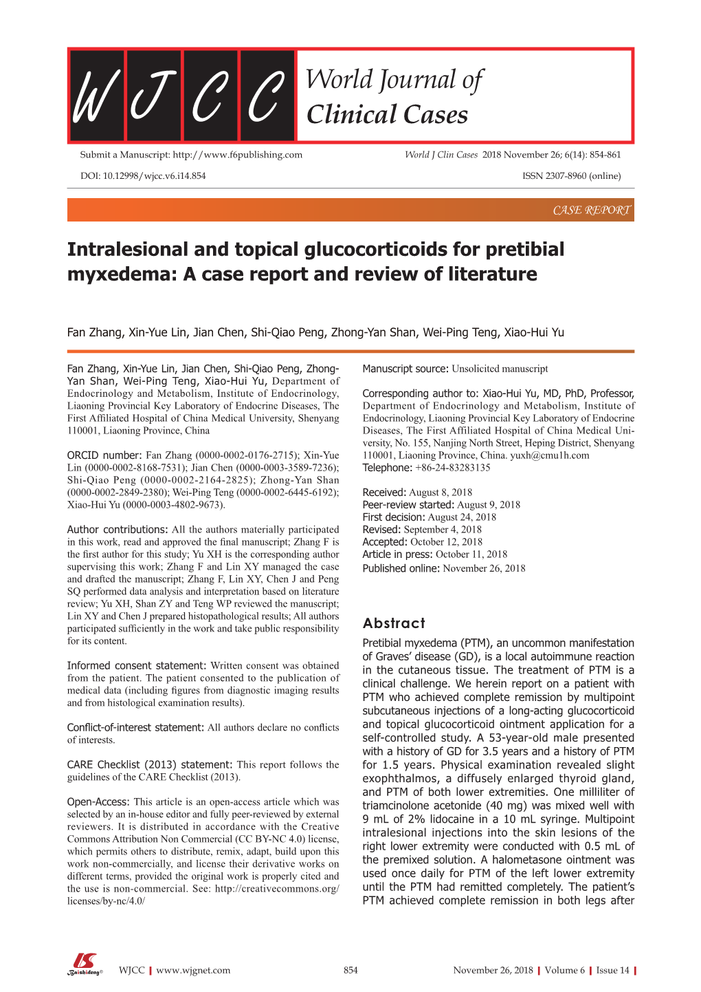 World Journal of Clinical Cases