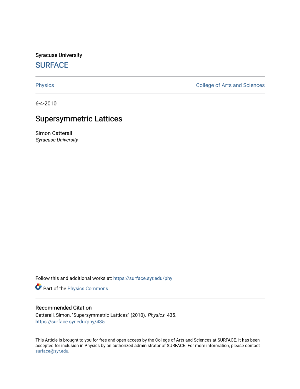 Supersymmetric Lattices