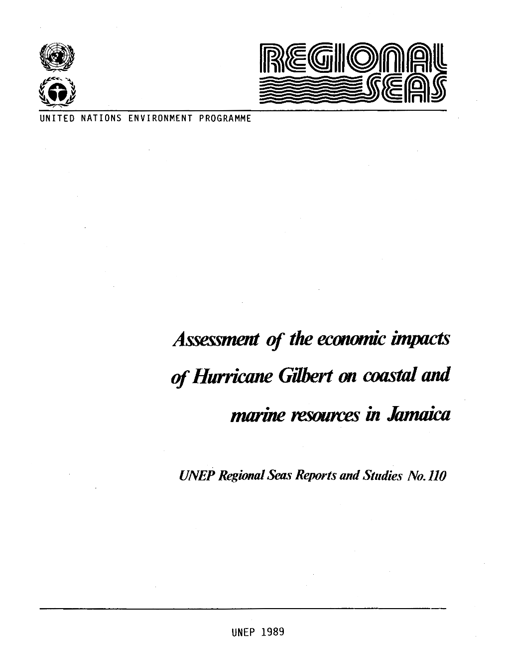 Assessment of the Economic Impacts of Hurricane Gilbert on Coastal and Marine Resources in Jamaica