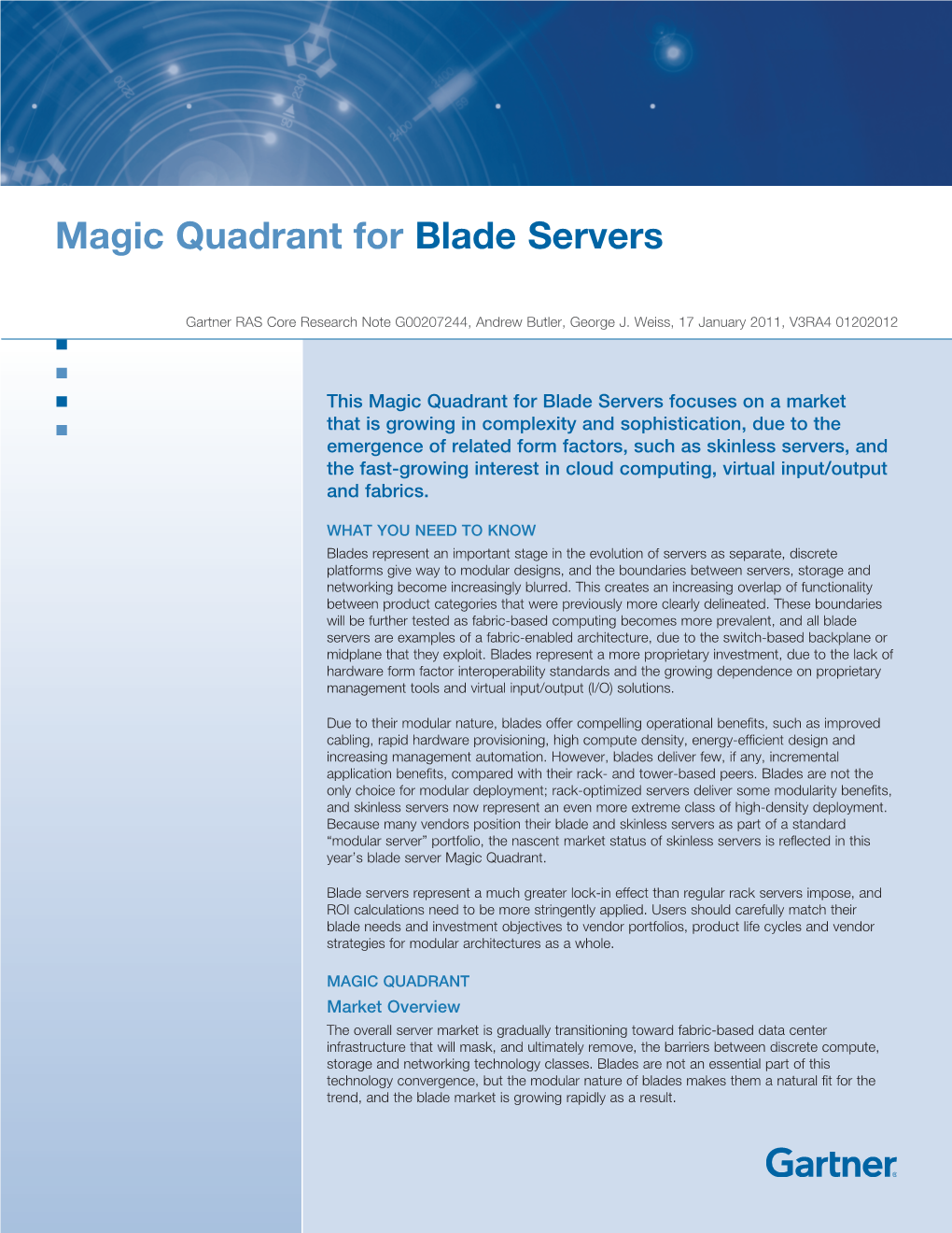 Magic Quadrant for Blade Servers