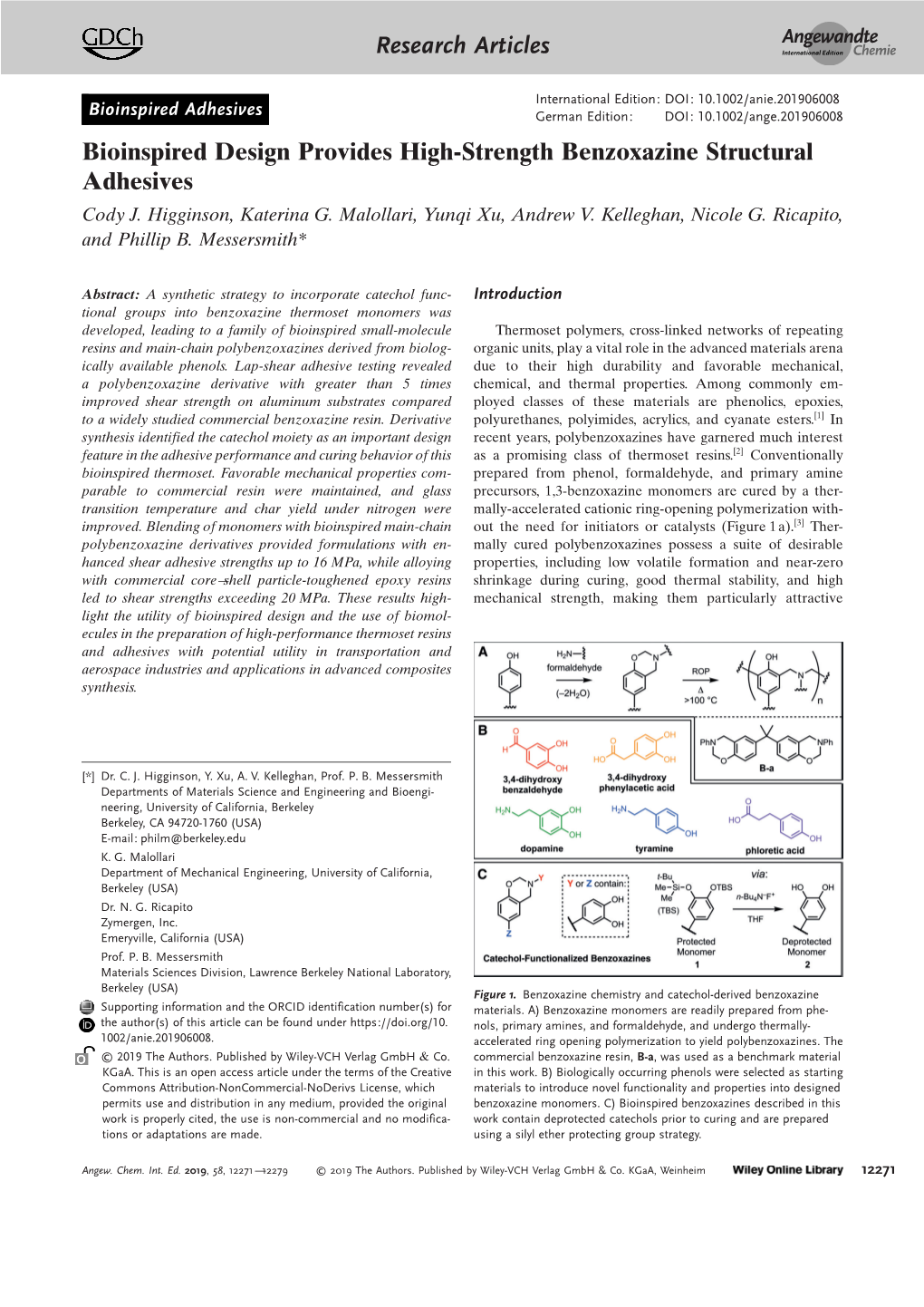 Bioinspired Design Provides High‐Strength Benzoxazine Structural