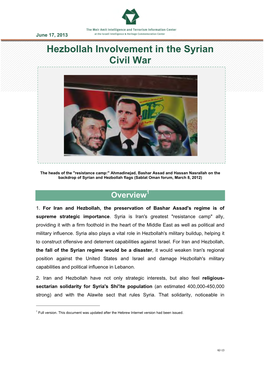 Hezbollah Involvement in the Syrian Civil War