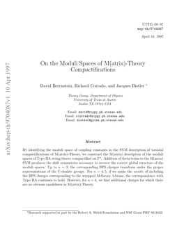 On the Moduli Spaces of M (Atrix)-Theory Compactifications