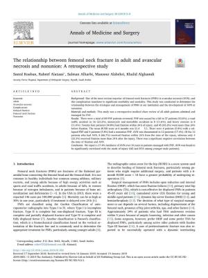The Relationship Between Femoral Neck Fracture in Adult and Avascular Necrosis and Nonunion: a Retrospective Study T